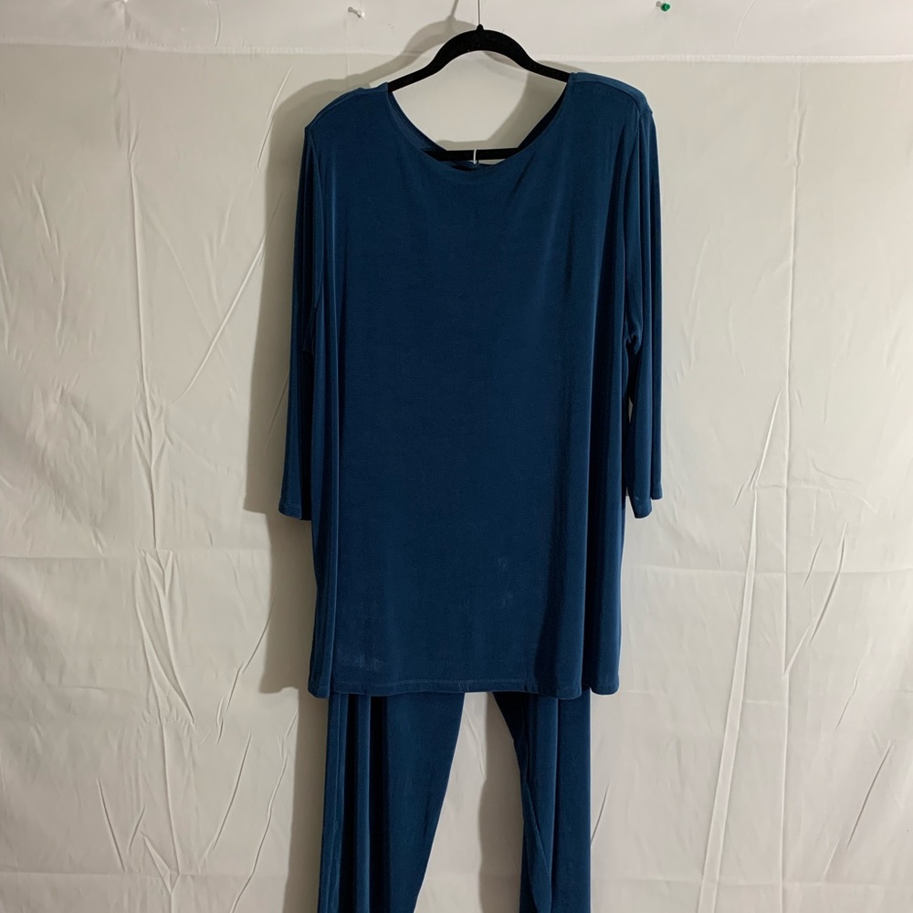 QVC-Citiknits Women’s Slinky 2 piece Cardigan & Pant Set Teal Green. Sz:2X - NWT